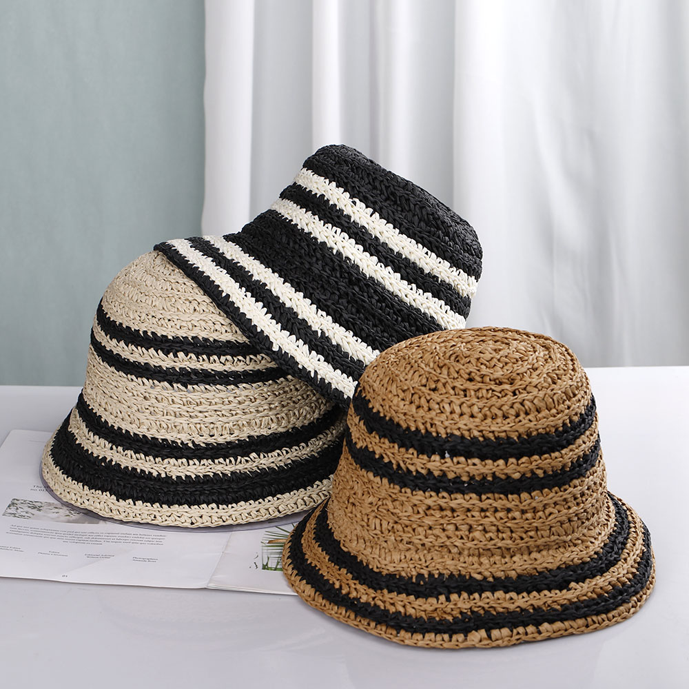 Bucket Hat Straw - Chapéu de praia das mulheres Balde