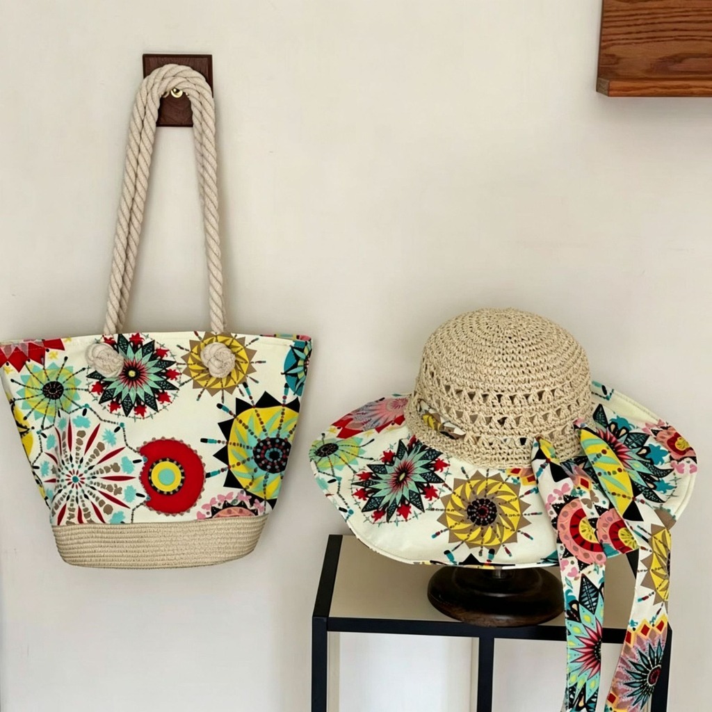 Conjunto de Chapéu de Sol Boho - Bucket Hat Straw avaliação e preço